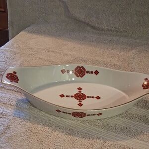 Decorative Red and White Serveware Dish